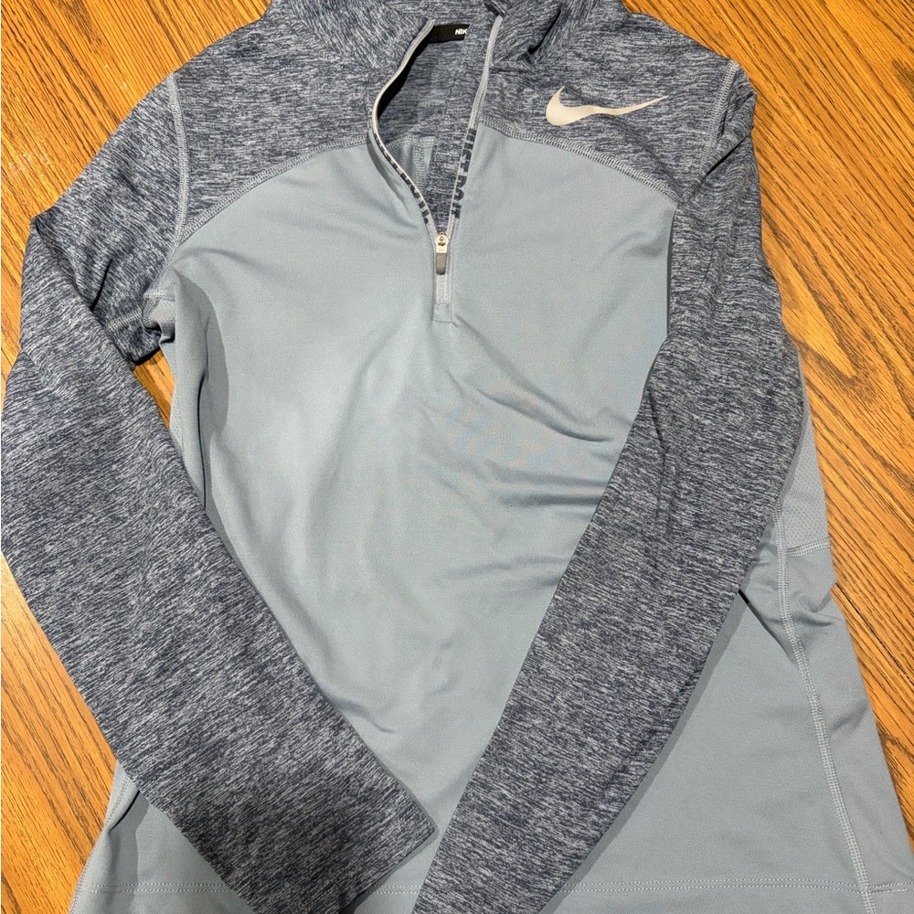 Nike Heather Gray and Light Blue Pullover